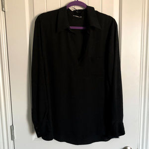 Dleione Long-sleeve Collared Blouse Black
